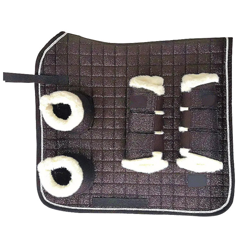Horse Riding Saddle Pad Set With Fleece Leg Protection