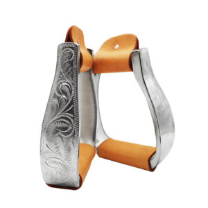 Western Aluminum Stirrup With Leather Hand Engraved 1300g ST3101
