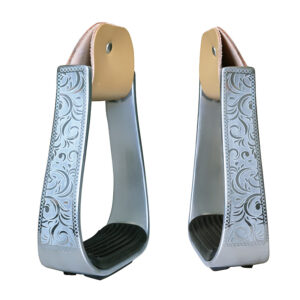 Western Aluminum Stirrup with Rubber Pad and Laser Engraving ST3104FL