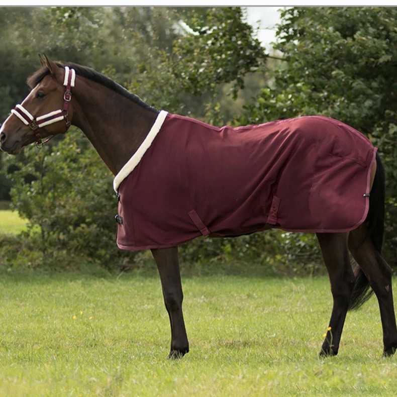 Fleece Thin Single Layer Breathable Horse Blanket With Neck Cover