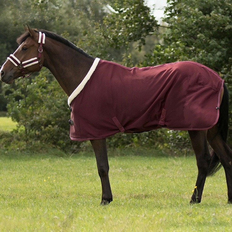 Fleece Thin Single Layer Summer Horse Blanket With Neck Cover