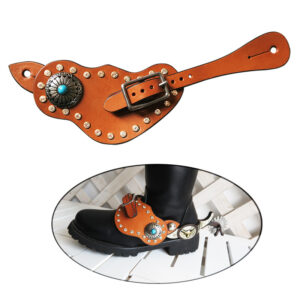Western Leather Horse Spur Strap with Crystal Adjustable