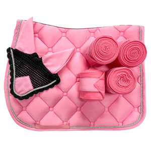 Jumping Saddle Pad Set with Ear Net and Leg Wraps
