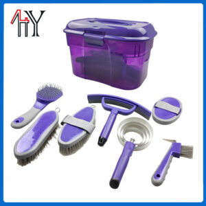 Custom Horse Brush Tool Box Set with Rubber Brushes