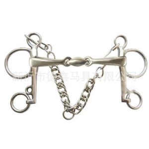 Stainless Steel Pelham Bit With Chain Double Ring Design