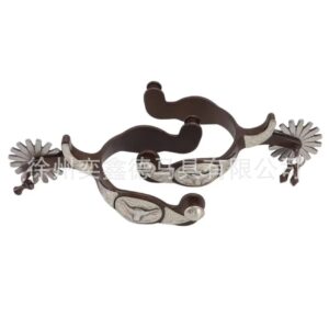 Western Horse Spurs with German Silver Decoration Hand-Carved