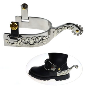 Stainless Steel Western Spurs with German Silver Trim and Copper Buttons SP5133
